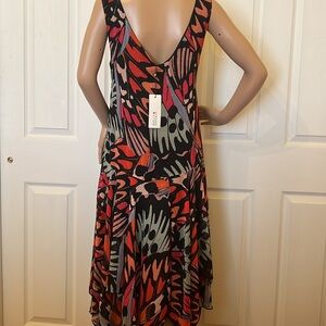 NWT Molly bracken sparkly sleeveless multicolor vback mid calf dress S